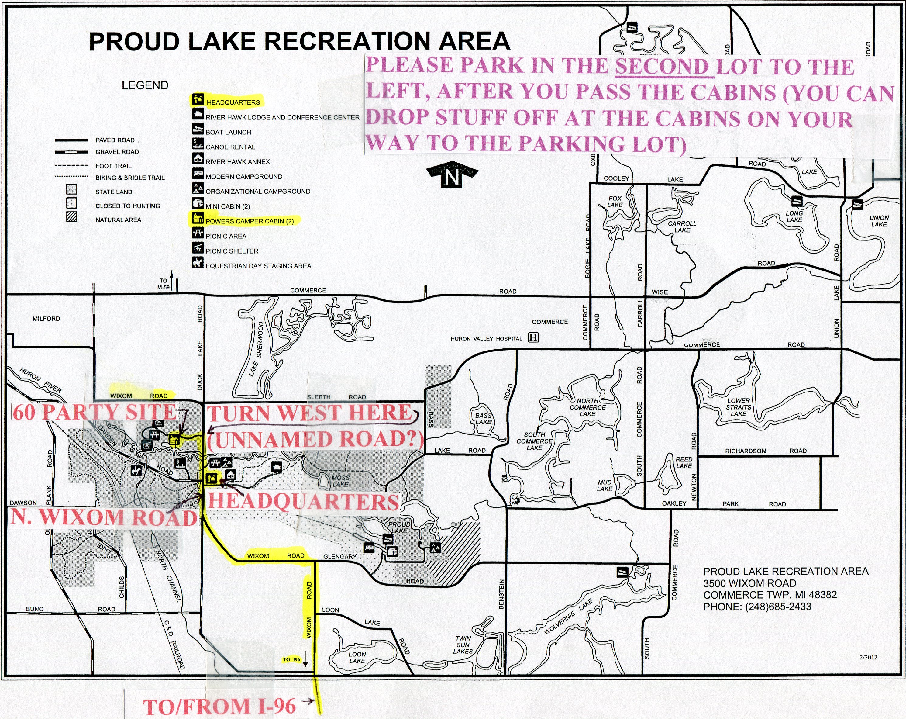 Marked up version of the Recreation Area Map